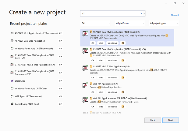 ComponentOne ASP.NET Core Project Templates 商品画像