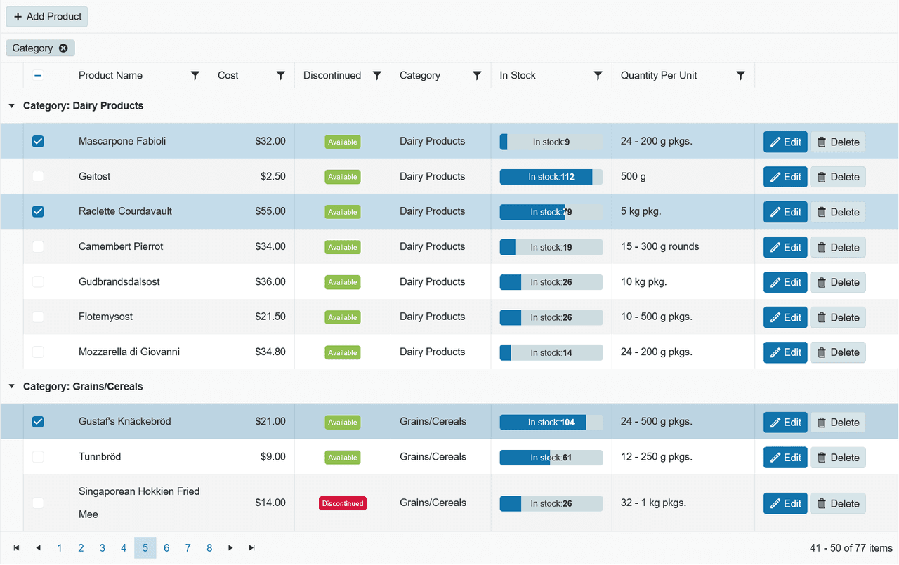 Telerik UI Blazor Data Grid 商品画像 Telerik UI Blazor Data Grid 商品画像