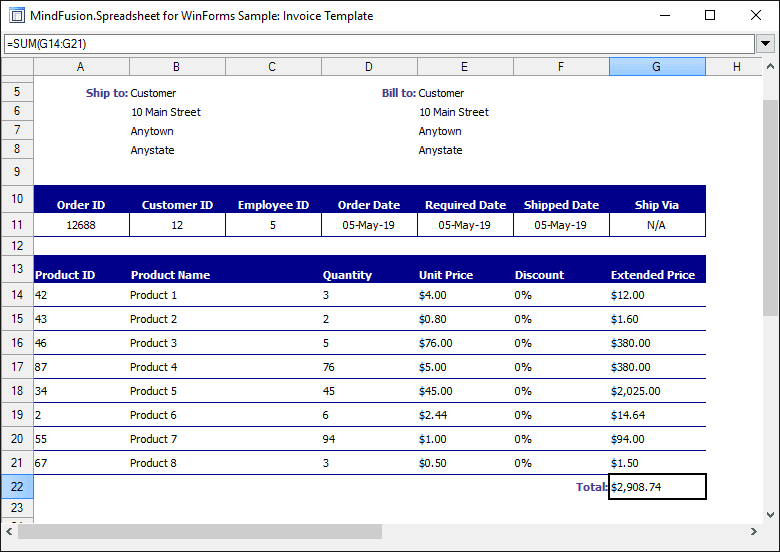 MindFusion.Spreadsheet for WinFormsがリリースされました