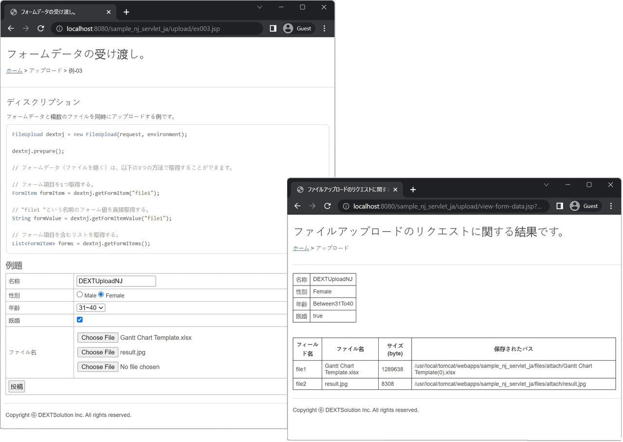Javaプラットフォーム基盤のファイルアップロード機能を支援。