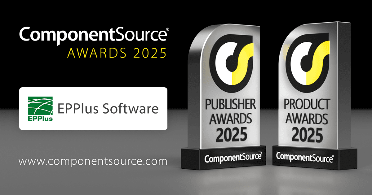 EPPlus SoftwareがComponentSourceの賞を2つ受賞