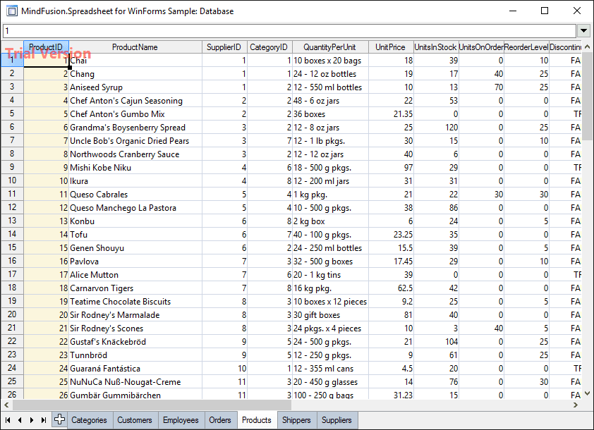 MindFusion.Spreadsheet for WinForms（英語版） 商品画像