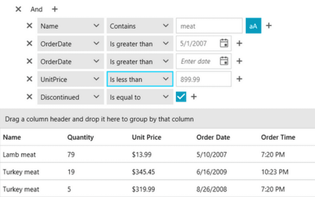 Telerik UI for WPF DataFilter 商品画像 Telerik UI for WPF DataFilter 商品画像