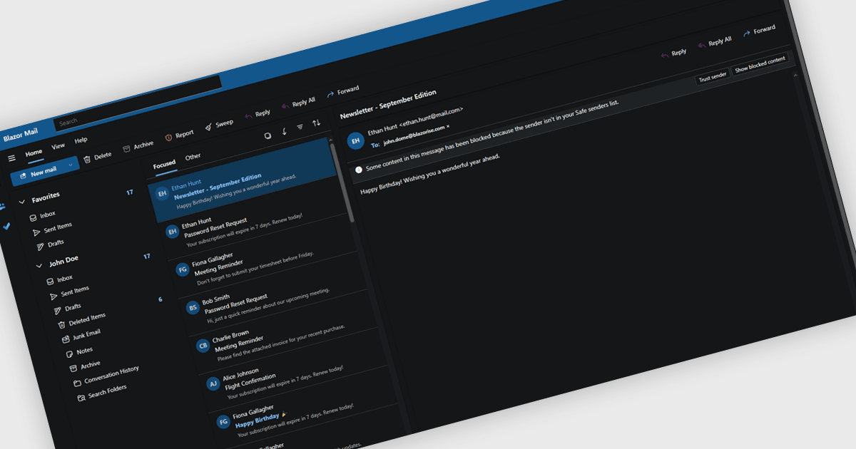 Fluentテーマを使用して統一されたダークUIを提供