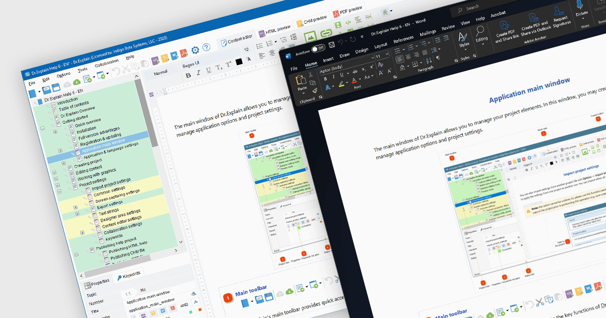 詳細なドキュメントを作成し、DOCXにエクスポート