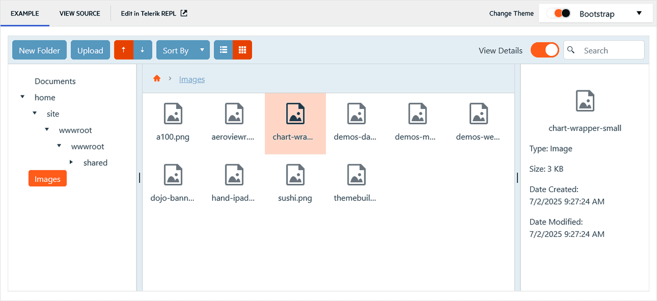 Telerik UI for ASP.NET Core File Manager 商品画像 Telerik UI for ASP.NET Core File Manager 商品画像