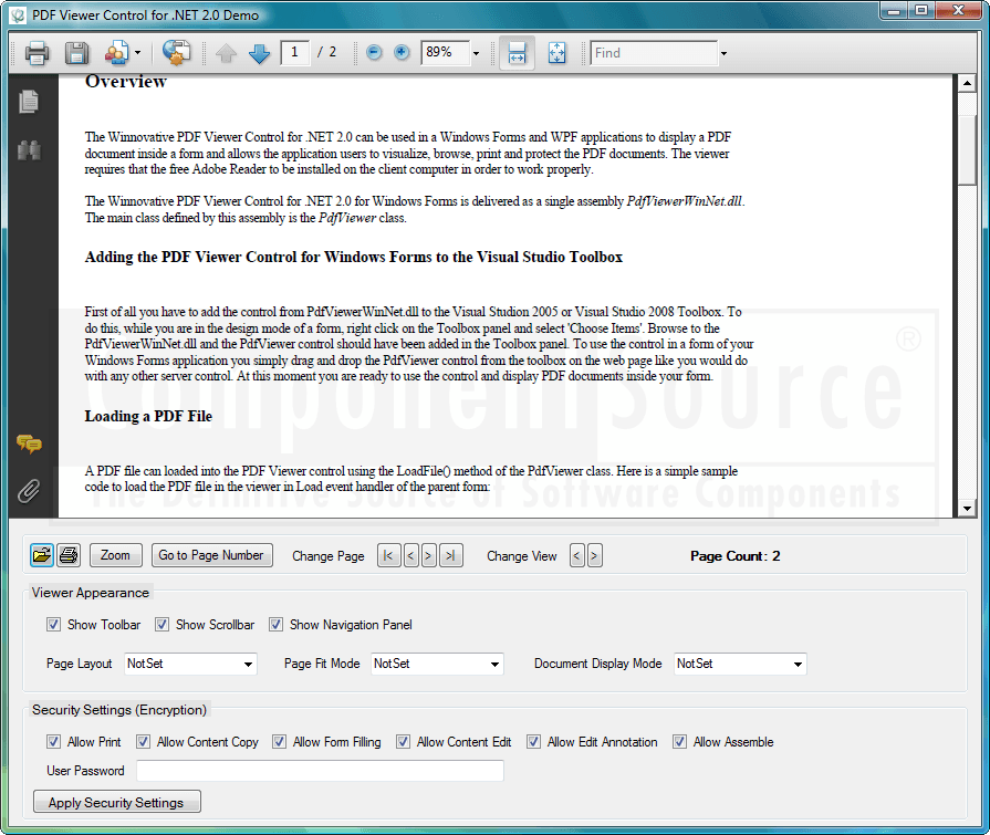 ComponentSource が ExpertPDF Viewer を追加