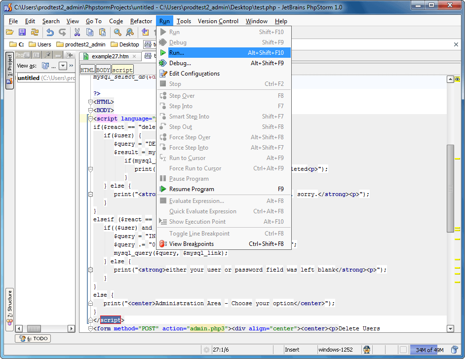 PhpStormで簡単にPHPコードを編集
