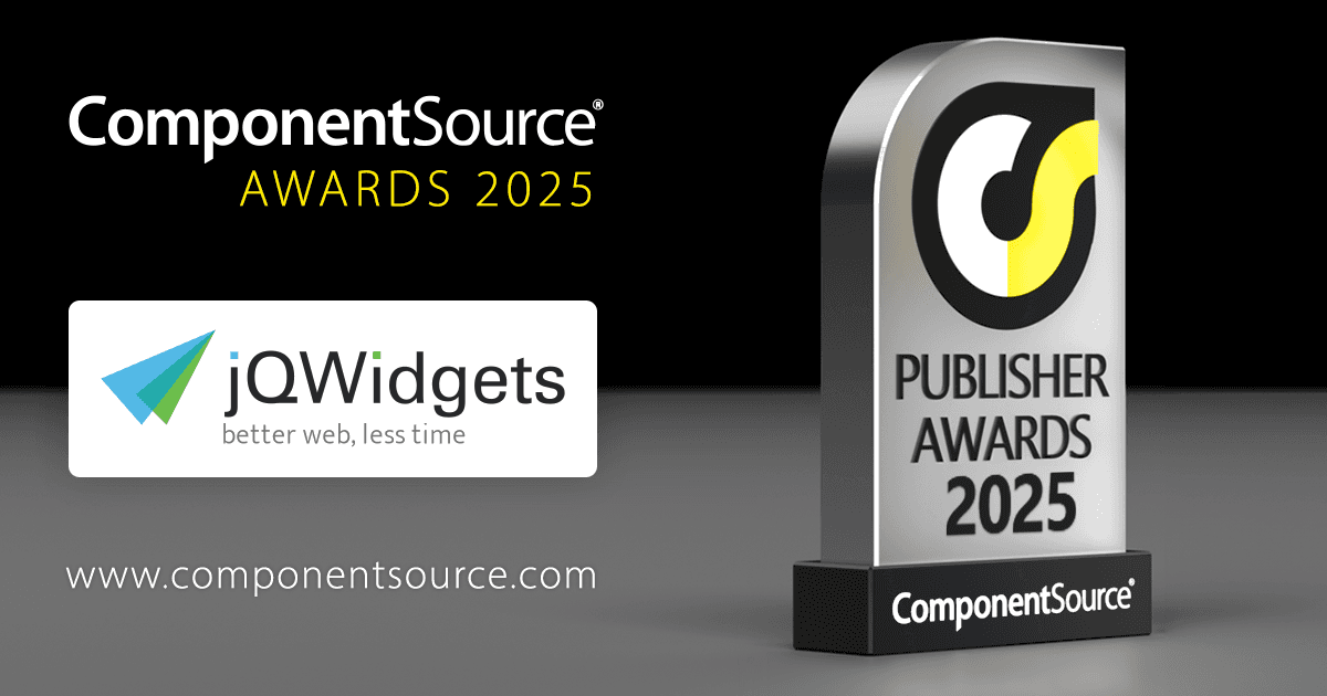 jQWidgetsがComponentSourceの賞を受賞