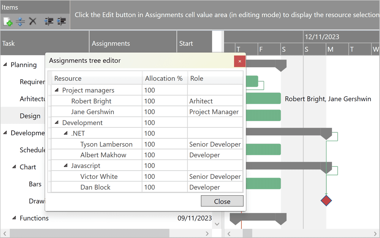 DlhSoft Gantt Chart Library for WPF 商品画像