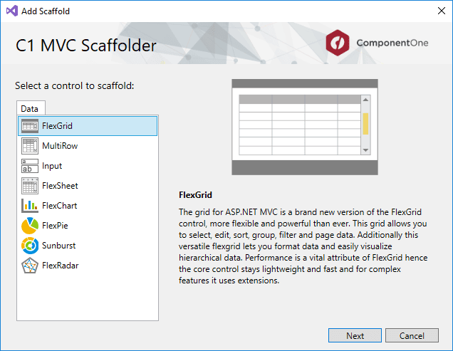 ComponentOne ASP.NET MVC Scaffolding 商品画像