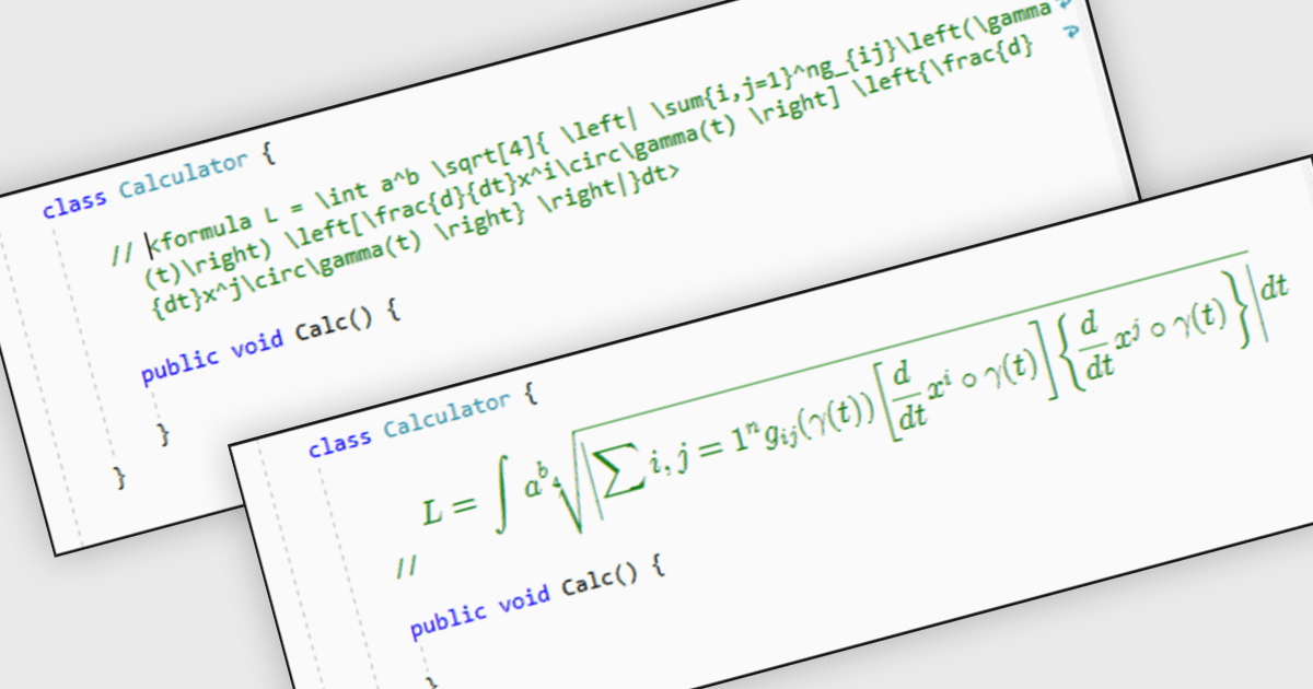 LaTeX 形式の数式でコードを文書化