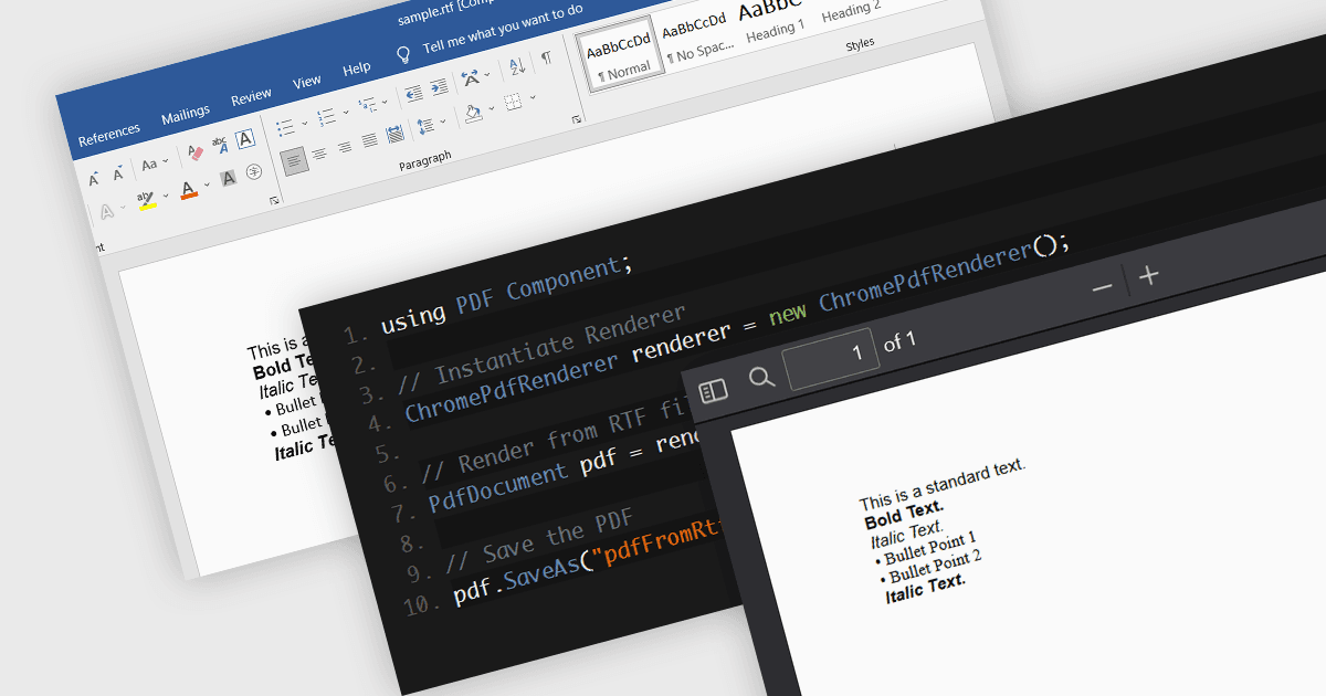 .NET 8でRTFファイルをPDF形式に変換