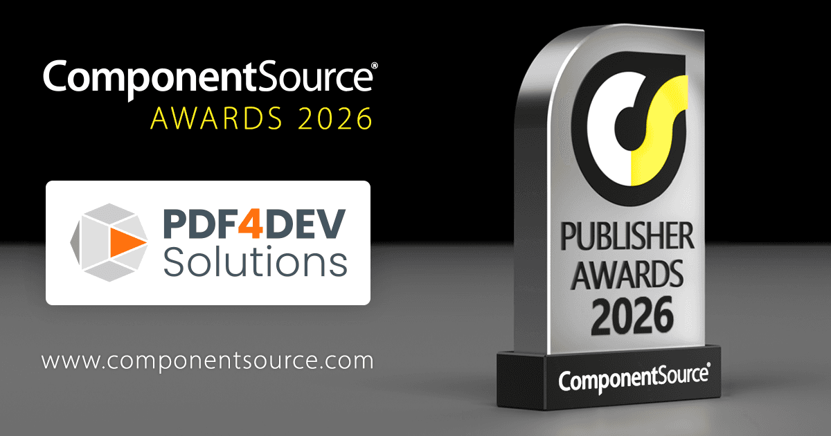 PDF4DEV SolutionsがComponentSource賞を受賞