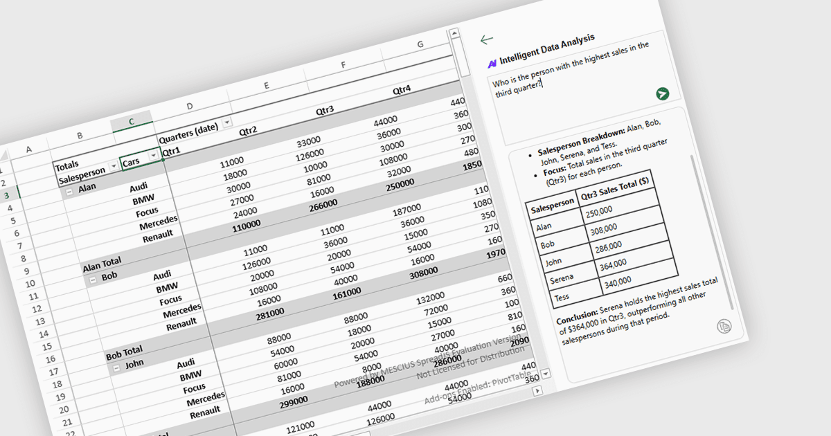 JavaScriptスプレッドシートの強力なAI駆動型機能を見る