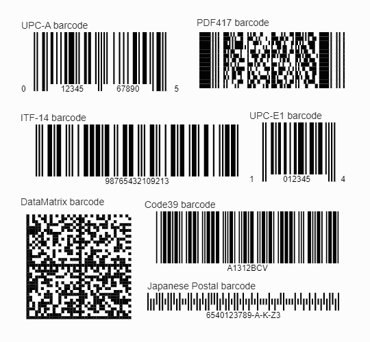 ComponentOne WinForms BarCode 商品画像