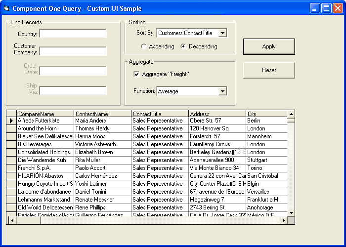ComponentOne ActiveX Query 商品画像