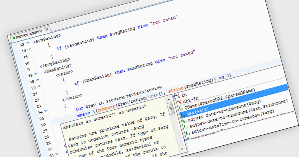 専用エディターでXQuery開発を促進