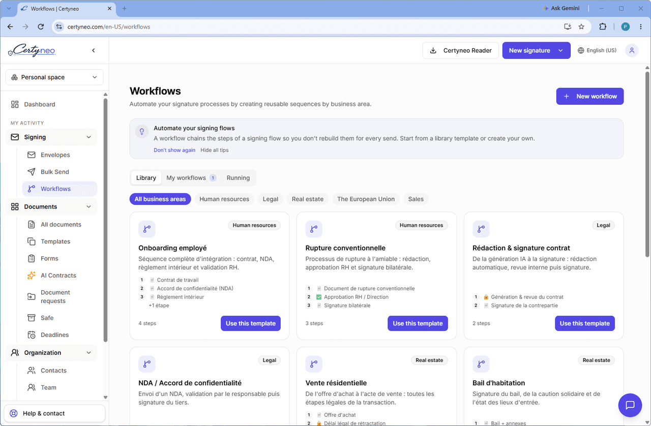 Certyneo - Workflows