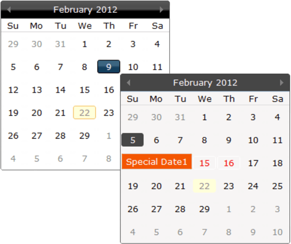 jQWidgets jQuery Calendar 商品画像