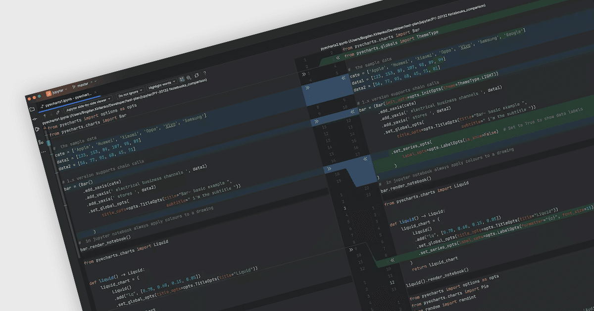 Jupyter Notebookで相違点を強調表示