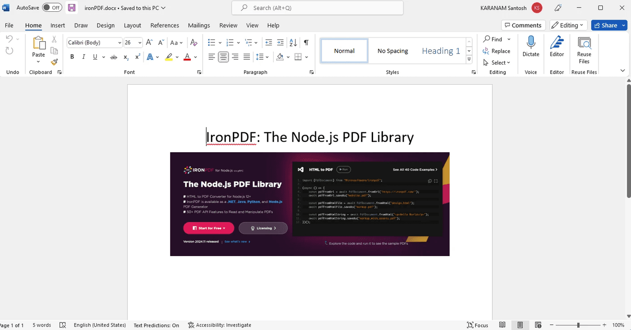 IronPDF for Node.js（英語版） 商品画像