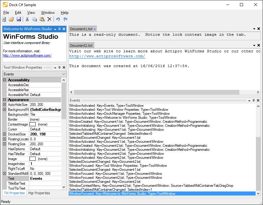 Actipro Docking & MDI for WinForms（英語版） 商品画像