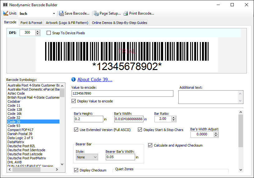 Neodynamic Barcode Professional for Windows Forms 商品画像