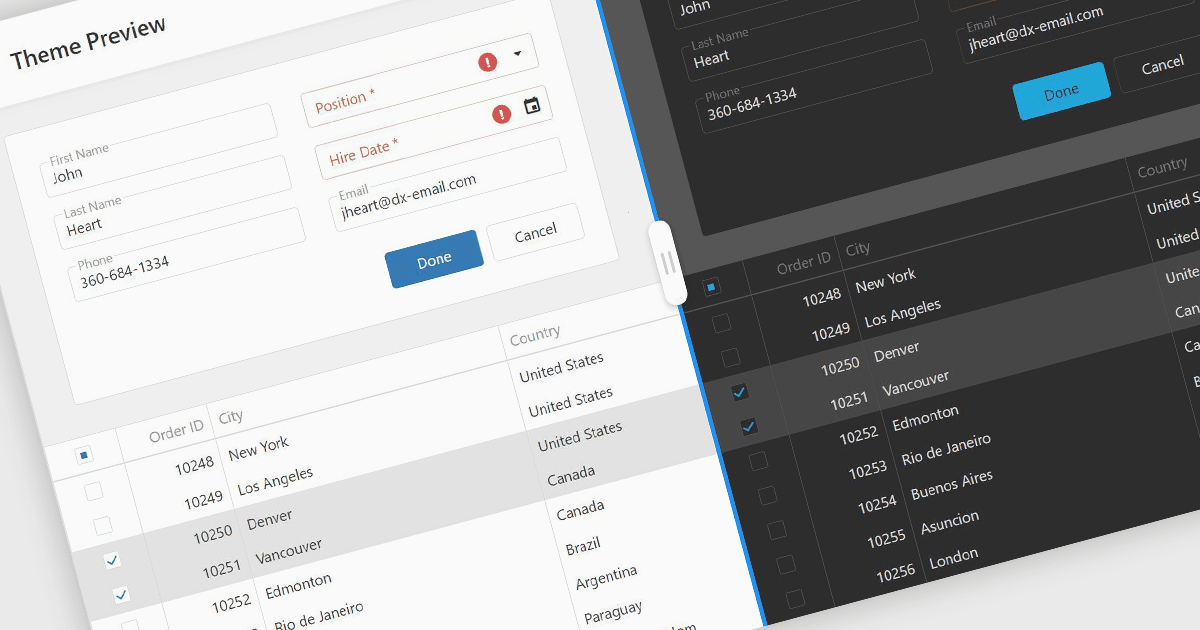 組み込みテーマでAngularグリッドのスタイルを設定する