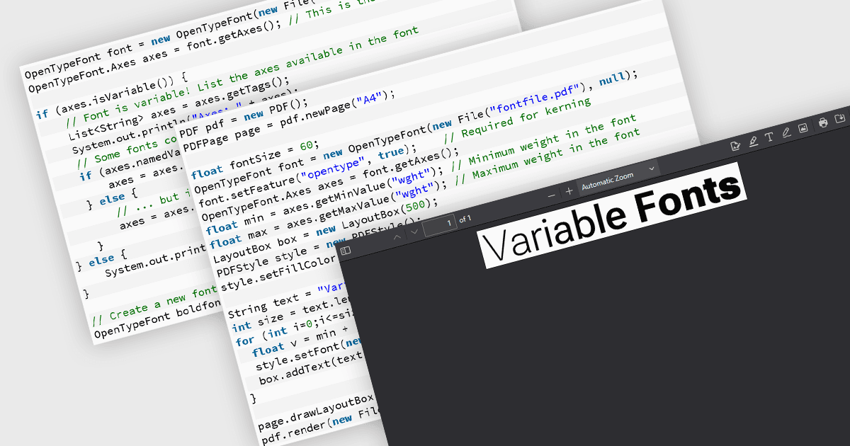 可変フォントを使用してHTML/XMLからPDFを生成