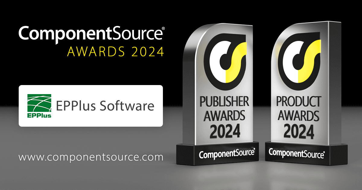 EPPlus SoftwareがComponentSourceの賞を2つ受賞