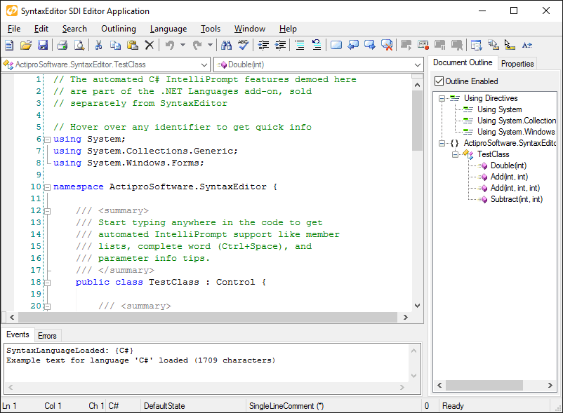Actipro SyntaxEditor for WinForms（英語版） 商品画像