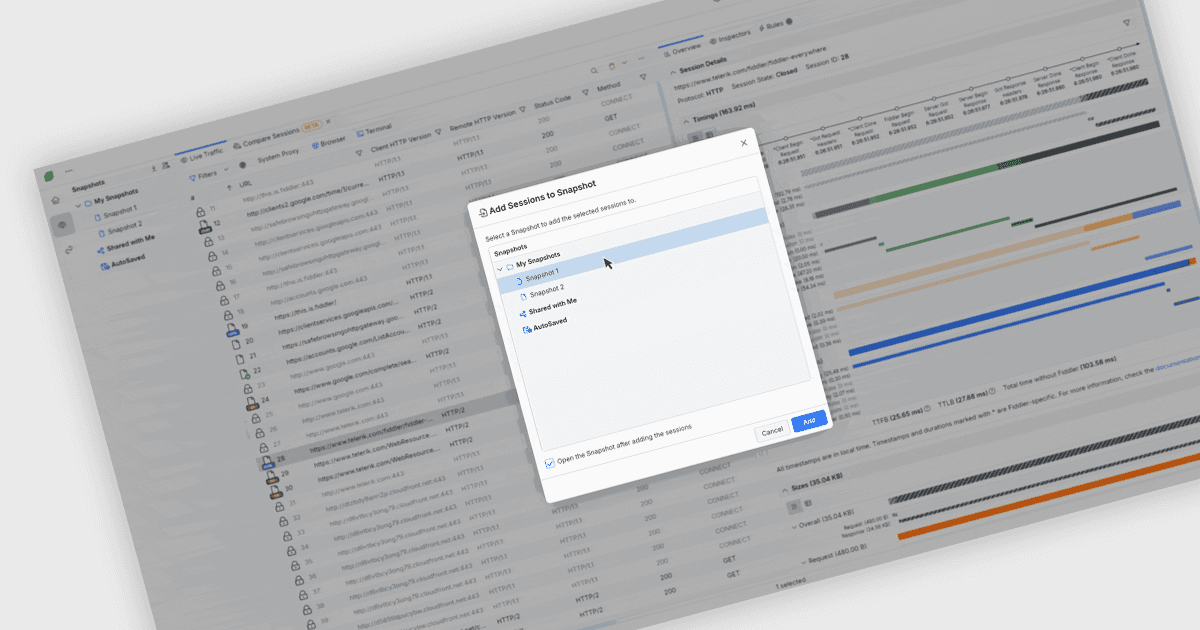 HTTPトラフィックをスナップショットに統合して、問題をより迅速に追跡