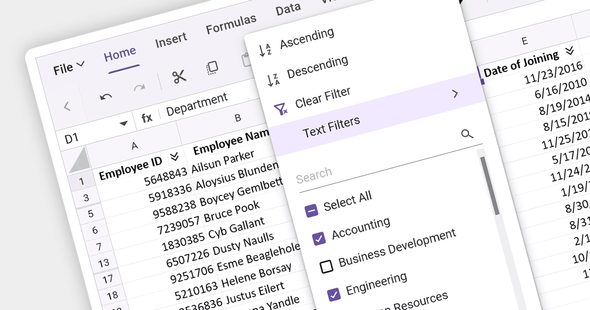 Angularスプレッドシートアプリでデータのフィルタリングとグループ化