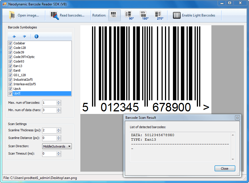 Neodynamic Barcode Reader SDK for .NET（英語版） 商品画像