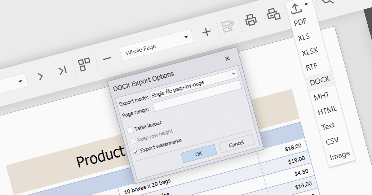 ASP.NET Coreを使用してDOCXにレポートをエクスポート