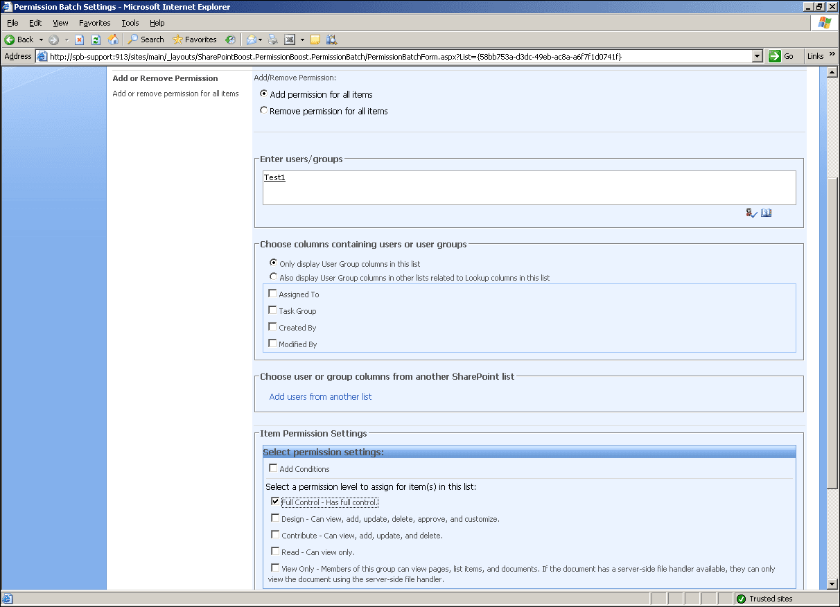 SharePoint Item Permission Batch がリリースされました