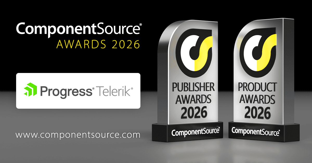 Telerikが5つのComponentSourceアワードを受賞