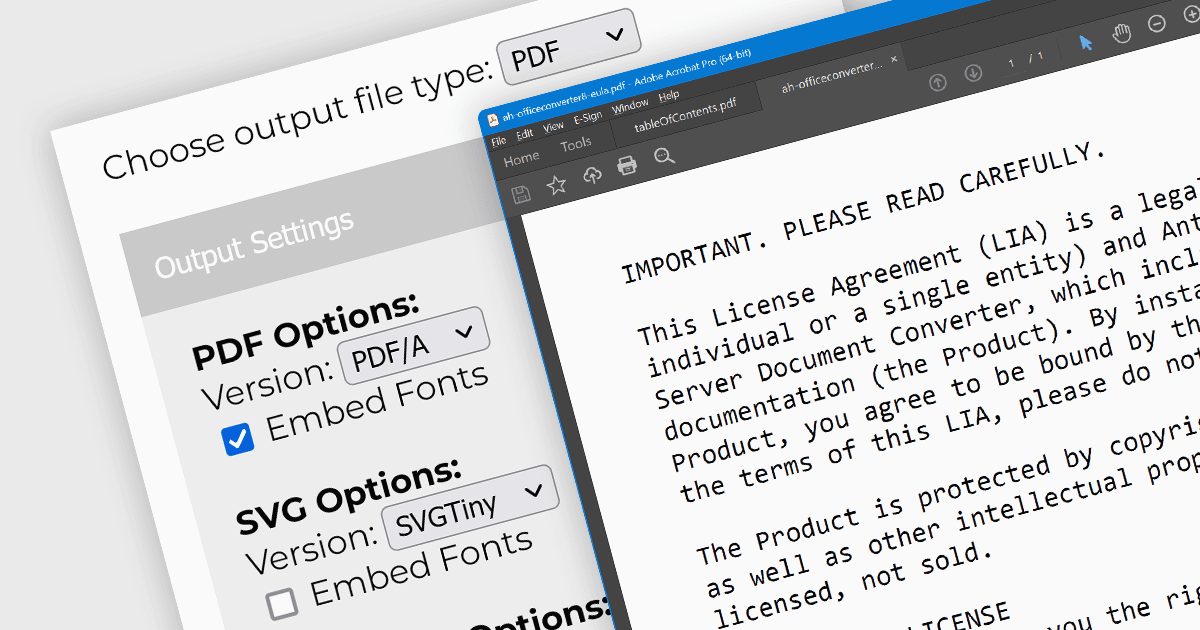 OfficeドキュメントをPDF/A形式に変換