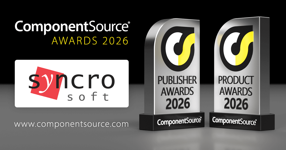 Syncro Softが8つのComponentSource賞を受賞