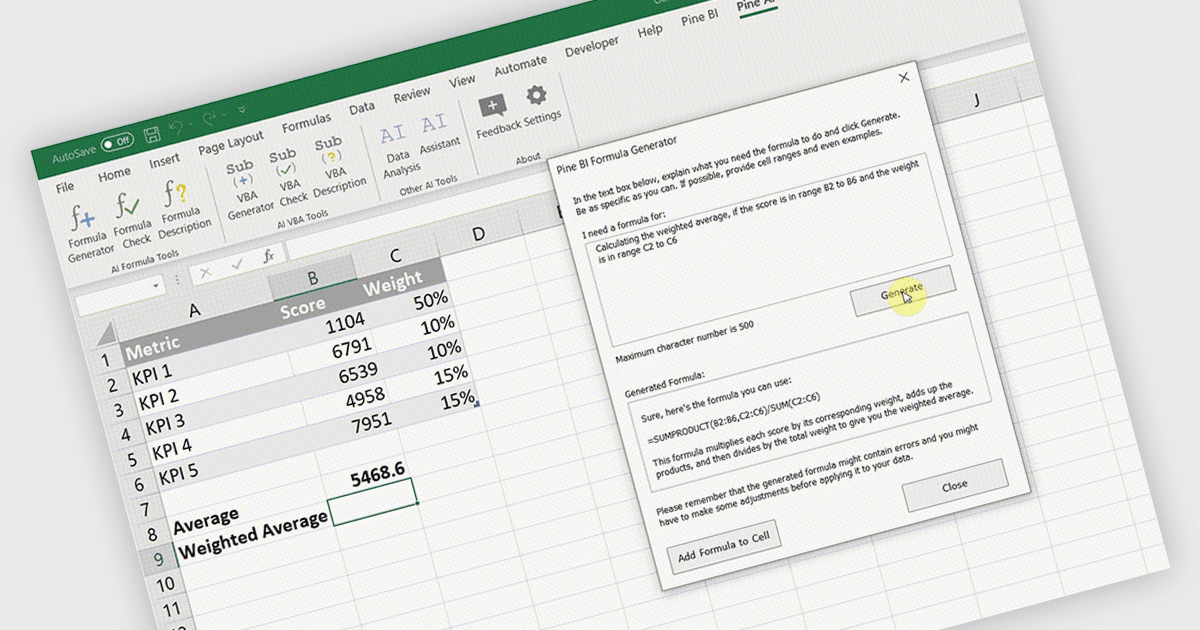 AI駆動の精度でExcelの計算式を生成